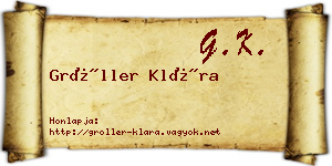 Gröller Klára névjegykártya